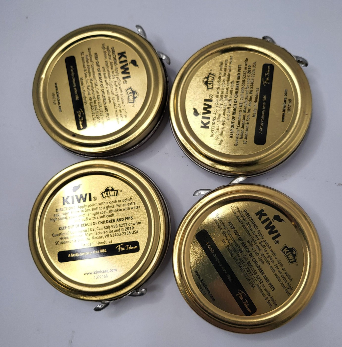 Kiwi 4pk Shoe Polish Cordovan Leather 32g 1 1/8 Oz Tins Brown Honduras
