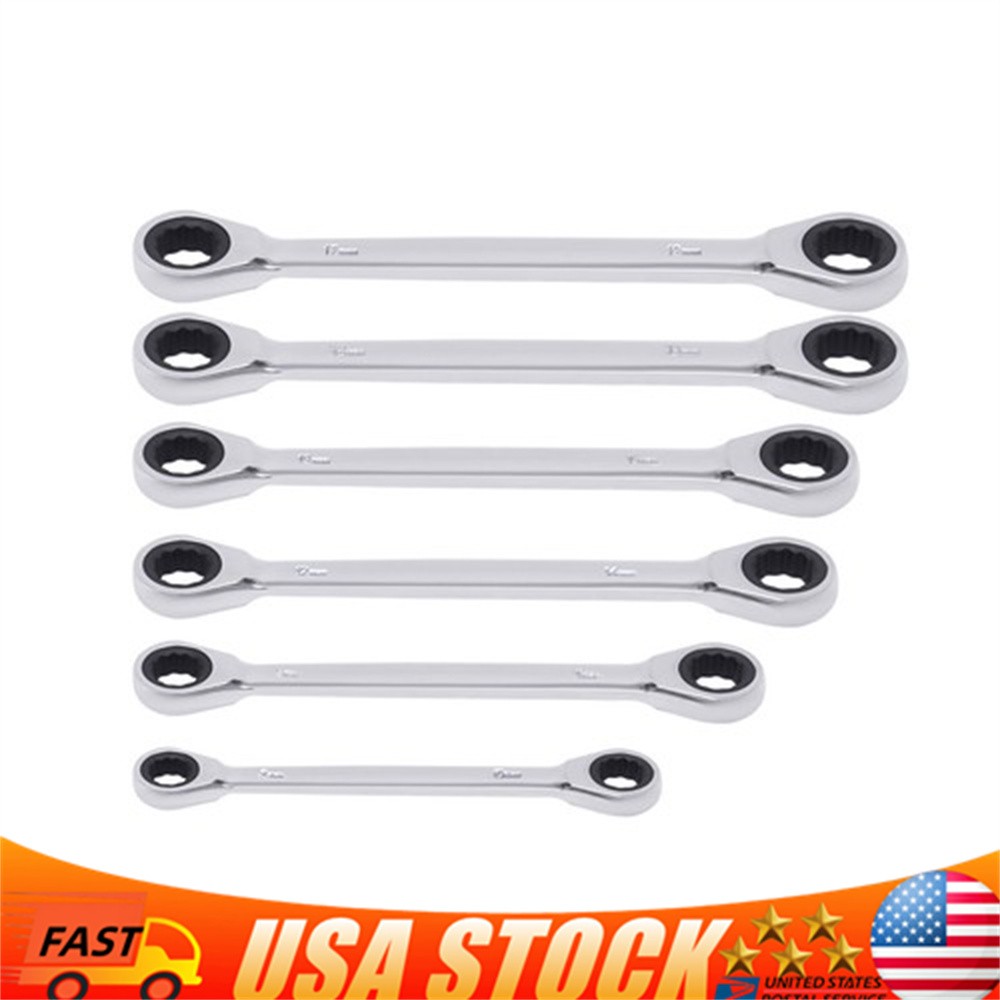 6Pcs Ratchet Wrenches 45#Steel Ratcheting Wrench Tool Set 72-Tooth Spanner Set