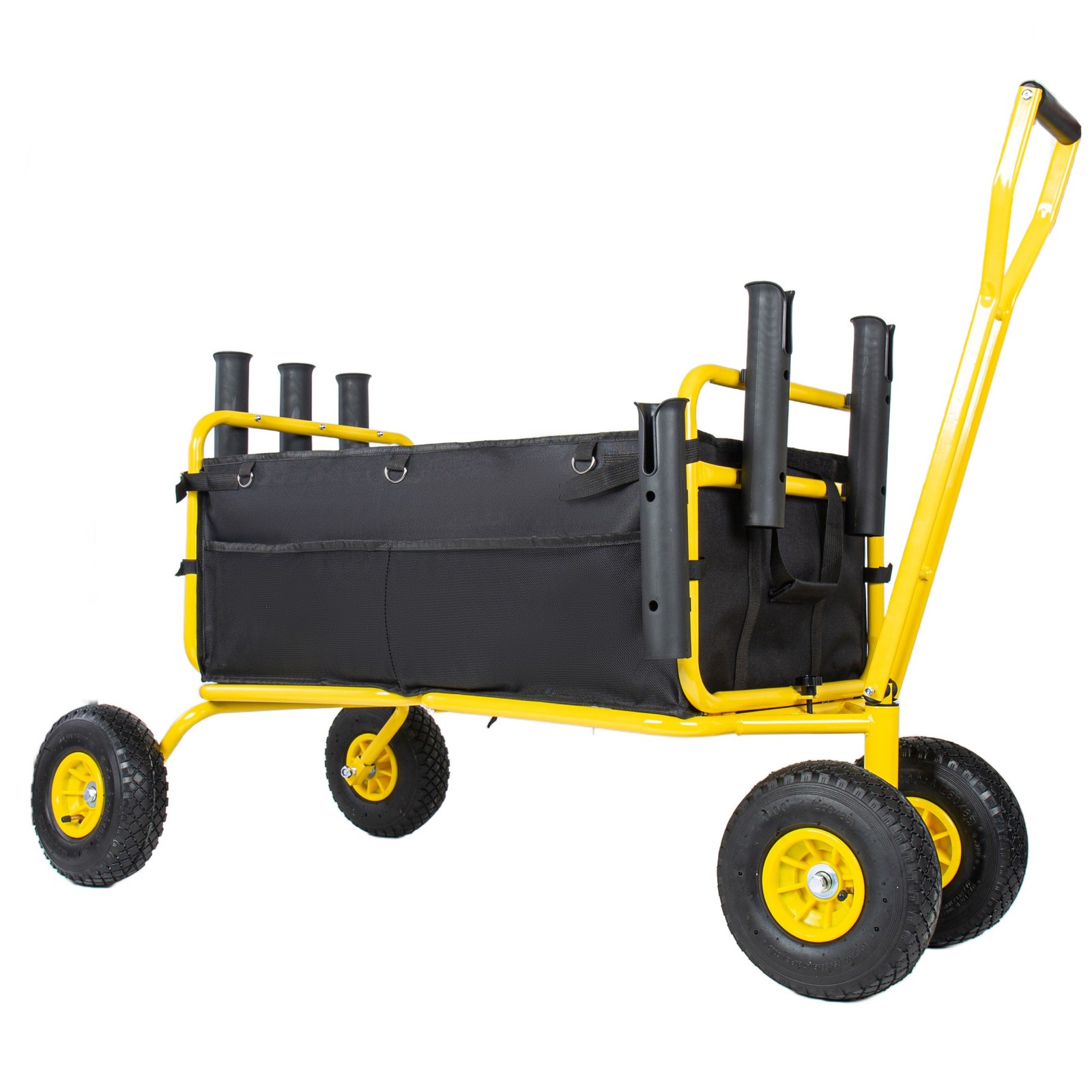 550lb Large Capacity Fishing Collapsible Wagon w/ All-Terrain Wheels&Rod Holder
