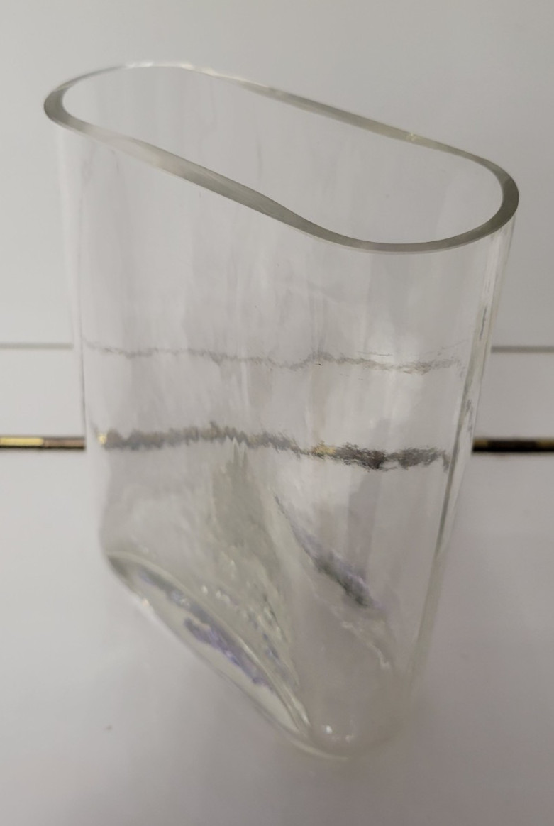 RECTANGULAR CLEAR GLASS VASE ROUNDED EDGES 6.25 BY 5.5 BY 3 INCHES