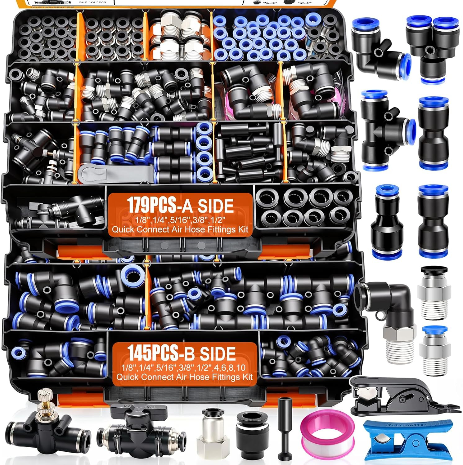 324PCS Quick Connect Air Hose Fitting Assortment Kit | Fit 1/8,1/4,5/16,3/8,1/2