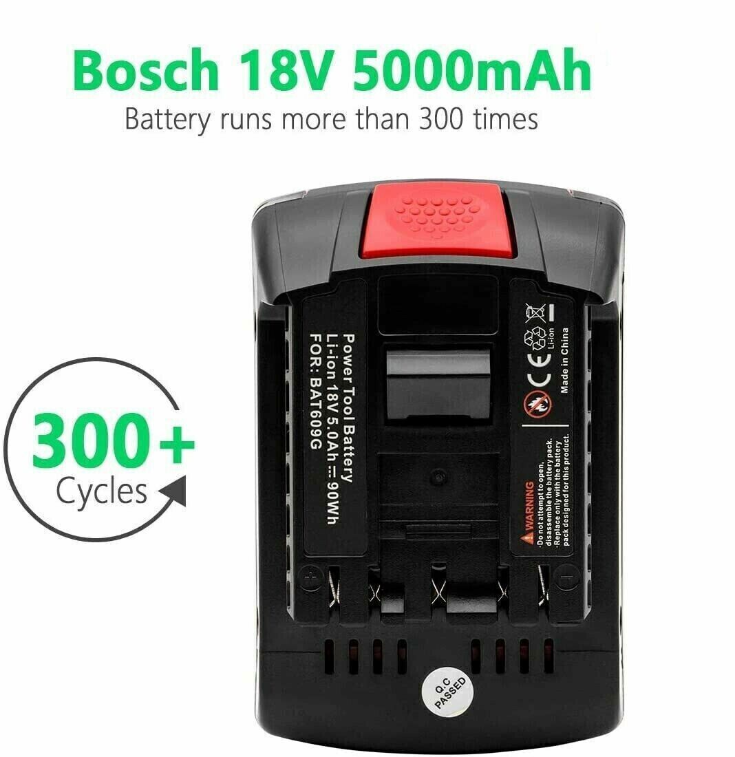 for Bosch BAT618 BAT609 18V 5000mAh Li-ion Battery BAT610G 620 GSR GSB 24618-01