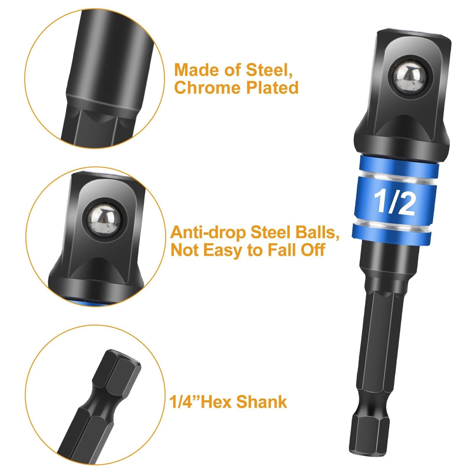 ✔️Socket Adapter Impact Hex Shank Drill Bits Set 1/4″ 3/8″ 1/2″+105° Right Angle