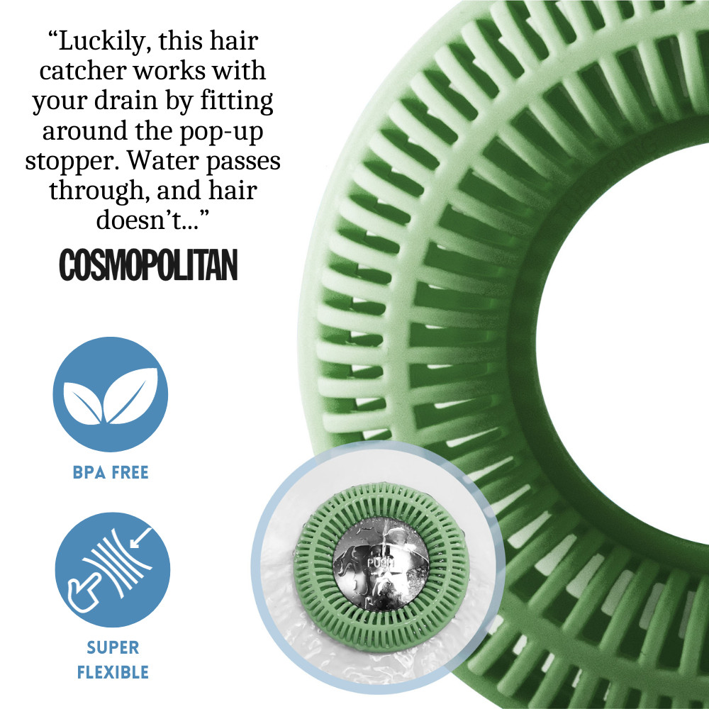 TUBRING The Ultimate Tub Drain Protector/Hair Catcher/Strainer/Snare, Sage Green