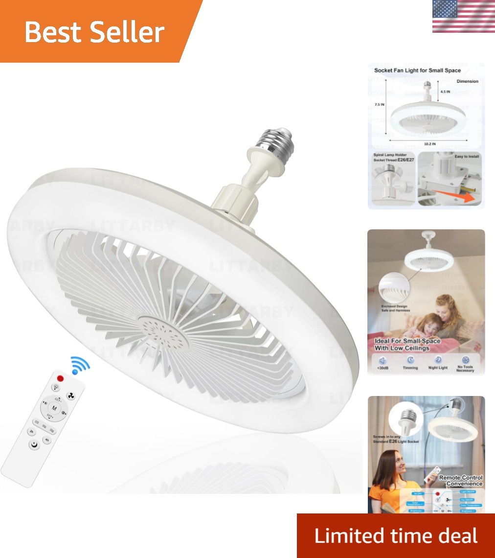 Wireless 10-Inch Ceiling Fan Light with Remote – 3 Color Settings for Any Room