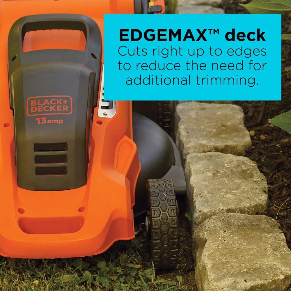 BLACK+DECKER 20-Inch Corded Electric Lawn Mower, Ultra Light Push Mower, 13-Amp