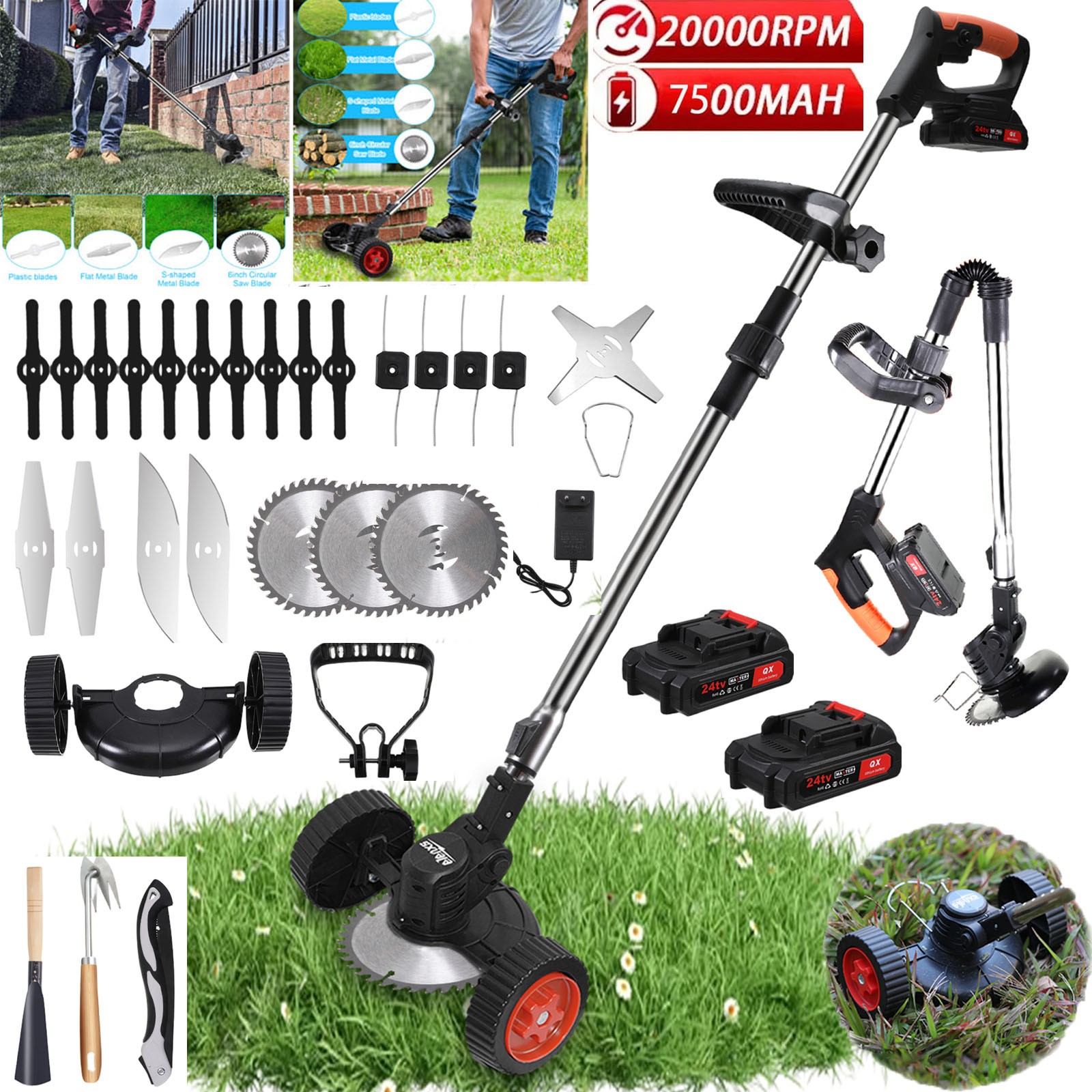 Electric Cordless Grass String Trimmer Lawn Edger Weed Wacker Cutter +2 Battery