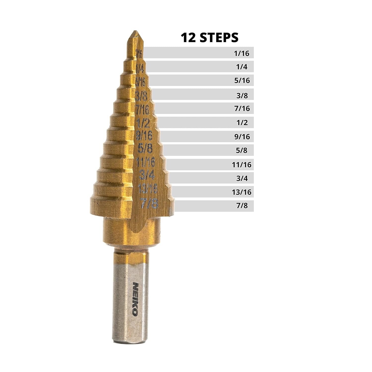 NEIKO 10185A Titanium Step Drill Bit, High-Speed Alloy-Steel Bit, Hole Expander