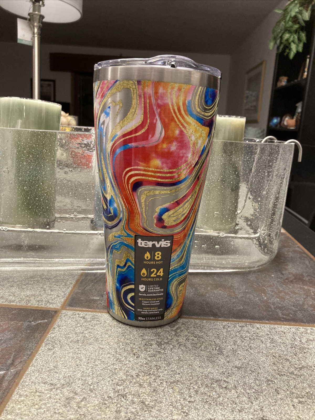 TERVIS TUMBLER 30 OZ TIE DIE SWIRL DESIGNS BY TERVIS 24 HRS COLD 8 HRS HOT “NEW”