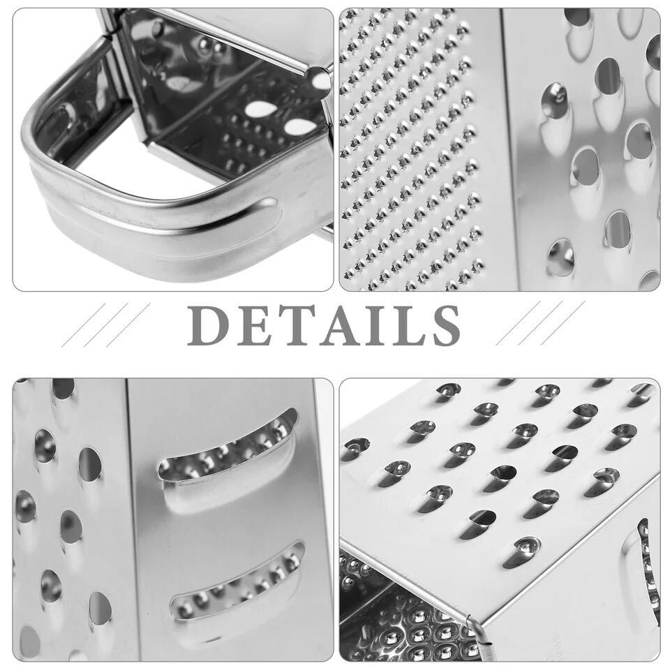 Kitchen Stainless Steel 4-Sided Box Food Grater Vegetable Cheese Slicer Shredder