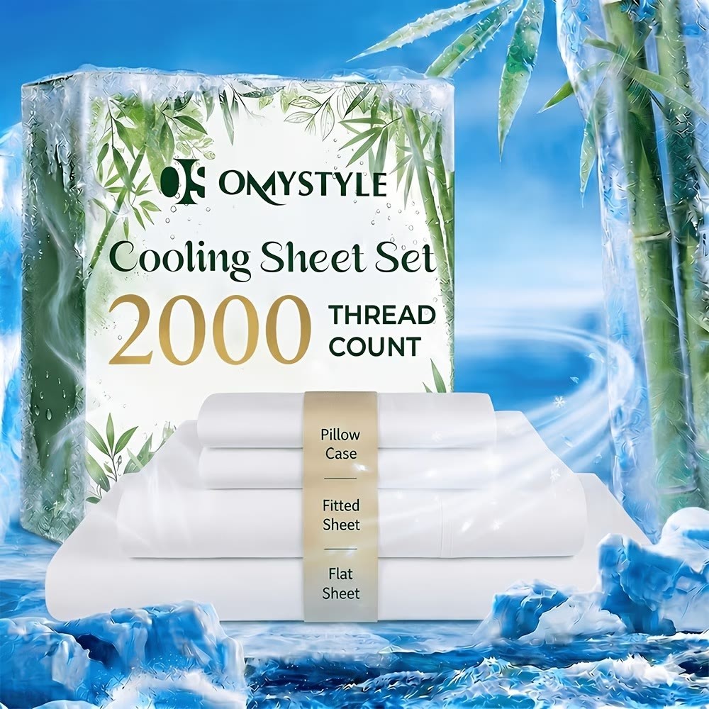 4-Piece Premium Bamboo Blend Bed Sheet Set Deep Pocket Breathable Soft Sheets