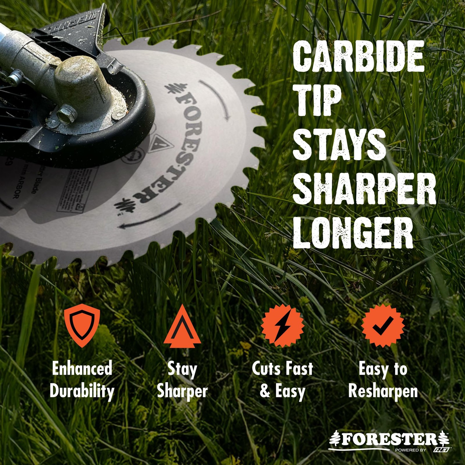 FORESTER Carbide Tip Brush Cutter Blade for Weedeater | 8in x 40 Tooth | Fits…