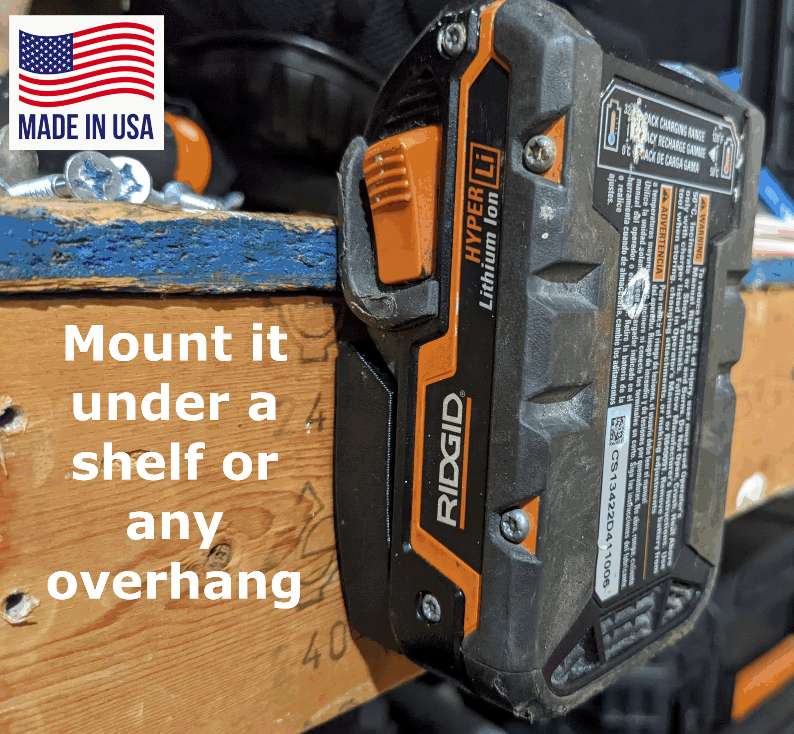 ORANGE! 6 / 6 Combo Pack RIDGID 18V Tool and Battery Mounts / Hangers / Holders