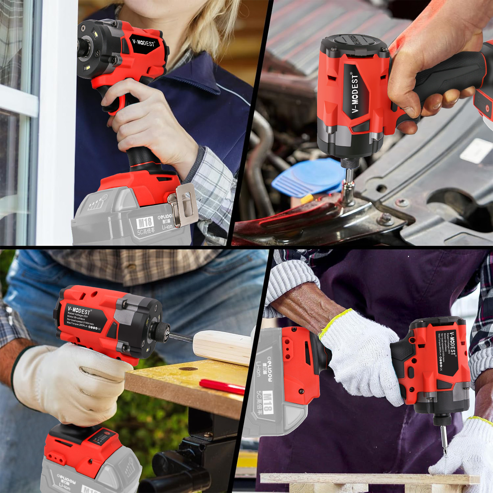 Compatible Milwaukee M18 Lithium-Ion Cordless 1/4″ Hex Impact Driver Brushless