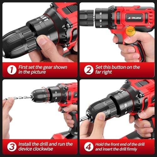 20V Cordless Drill, Electric Power Drill Set with Battery Charger and…