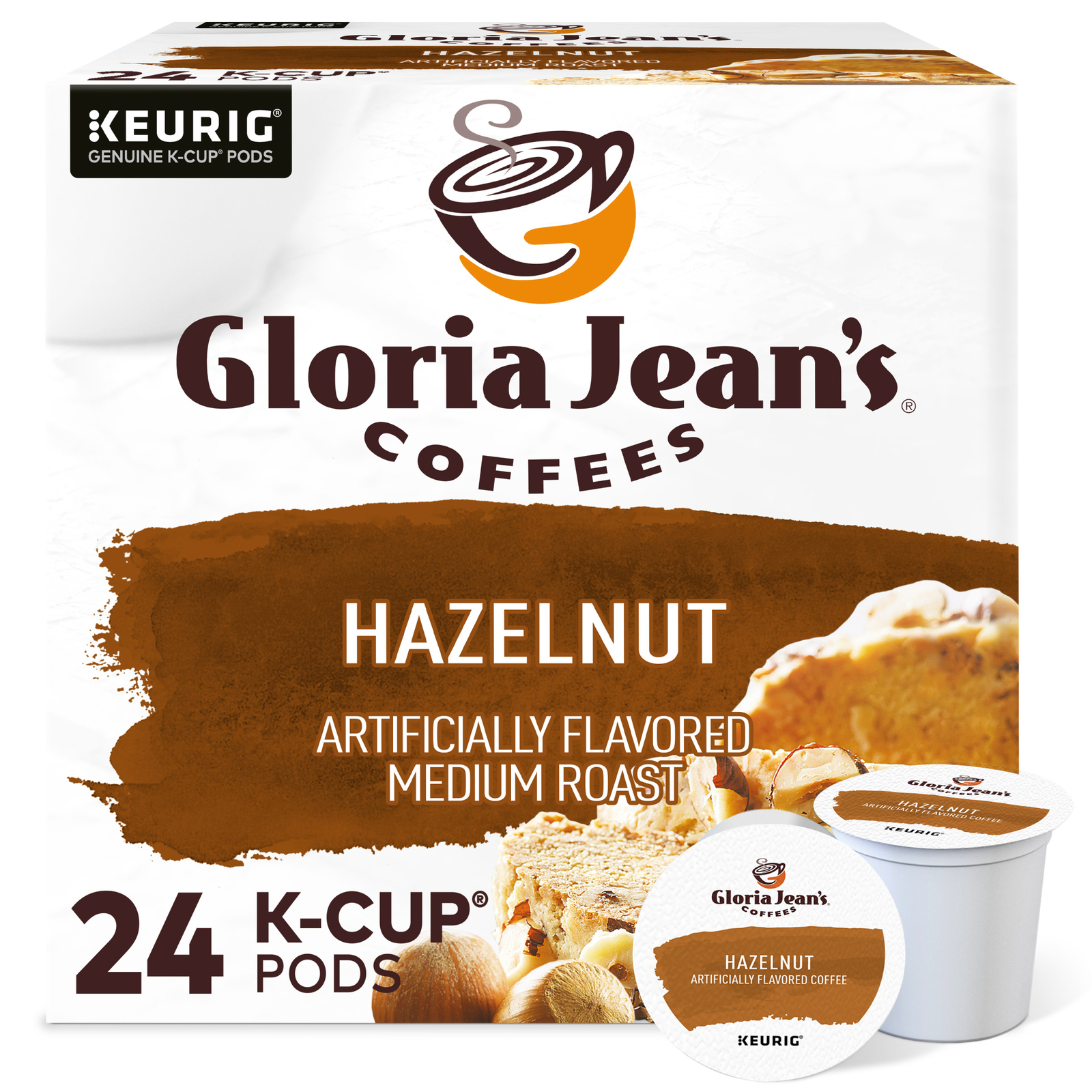 Gloria Jean’s Hazelnut Coffee, Keurig K-Cup Pod, Medium Roast, 24 Count