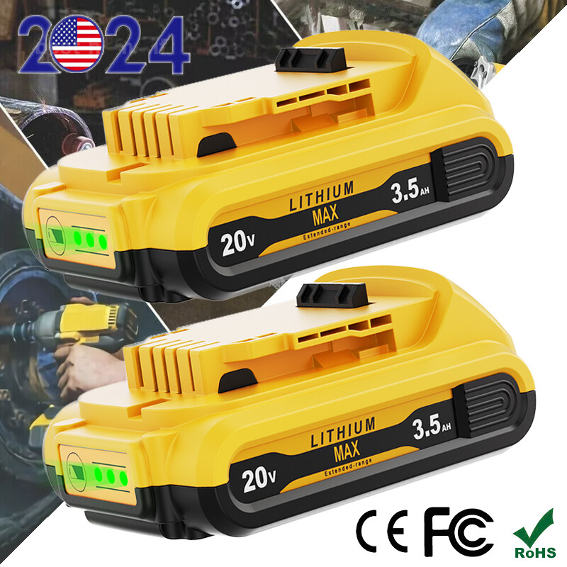 2Pack For DEWALT DCB207 20V 20Volt Max Lithium-Ion Compact Battery DCB203 DCB201