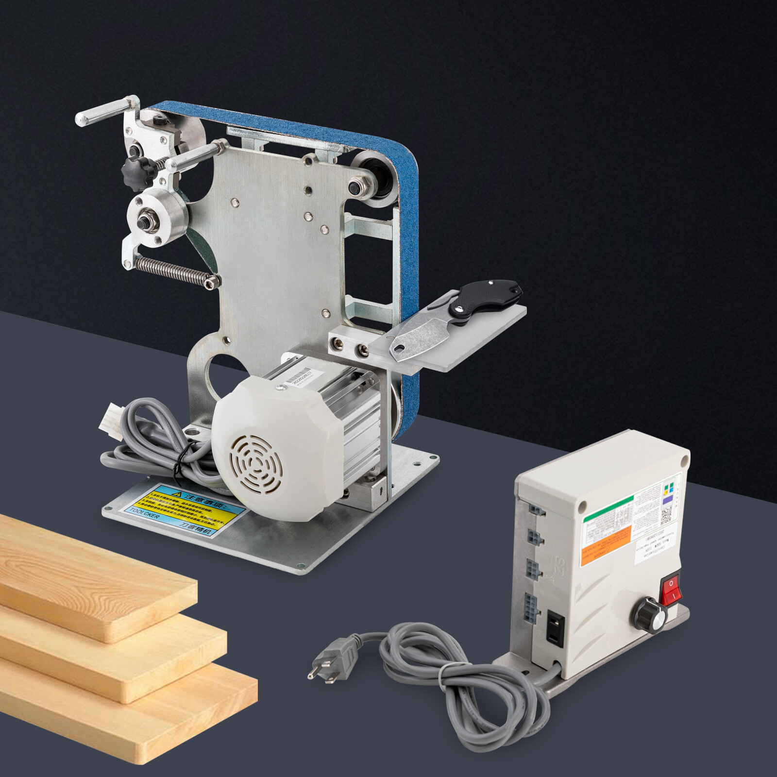 550W/0.8HP Belt Sander 6000rpm Disc Polisher Grinder Work Table w/ Controller