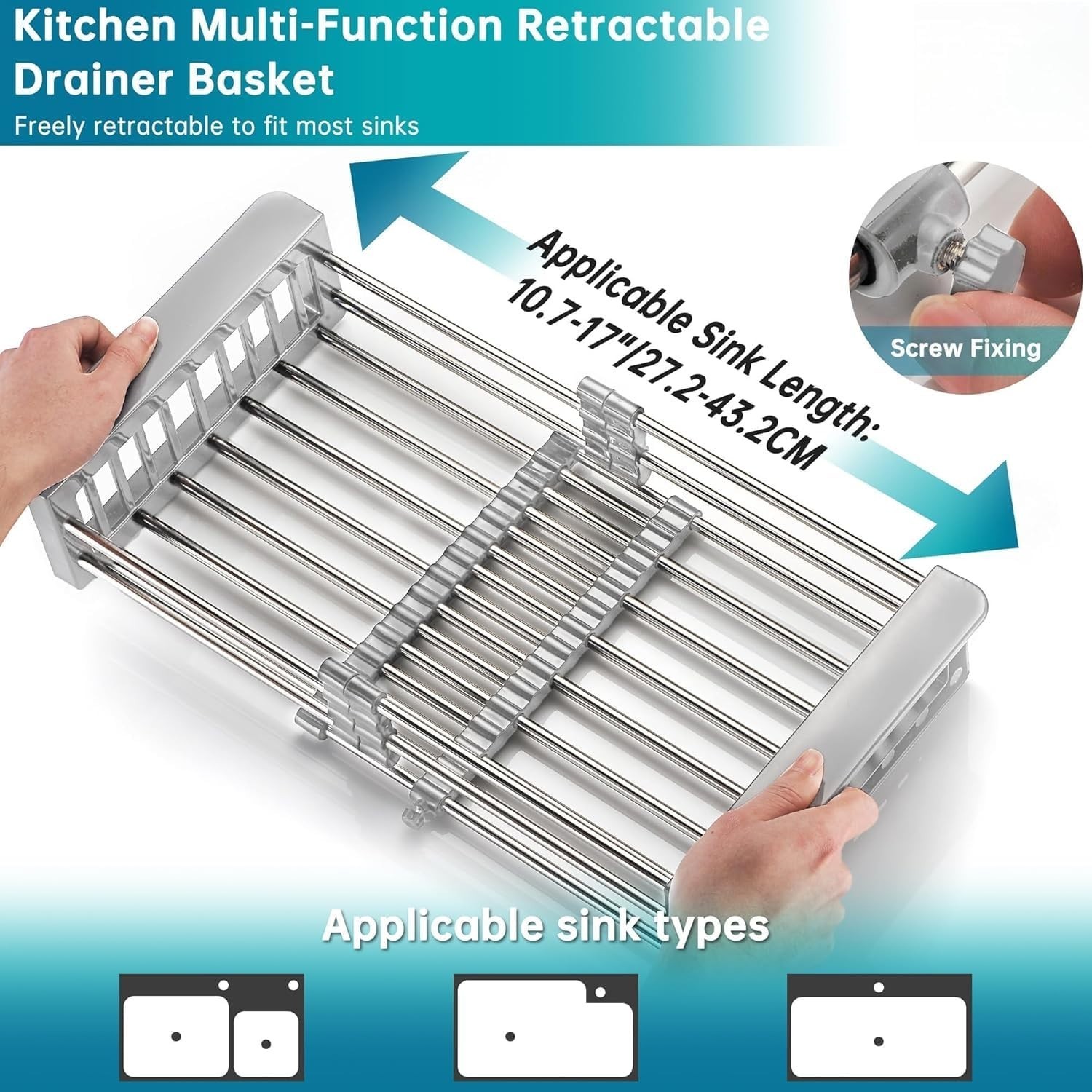 Expandable Dish Drying Rack Over The Sink Stainless Steel Drainer Basket Adjusta