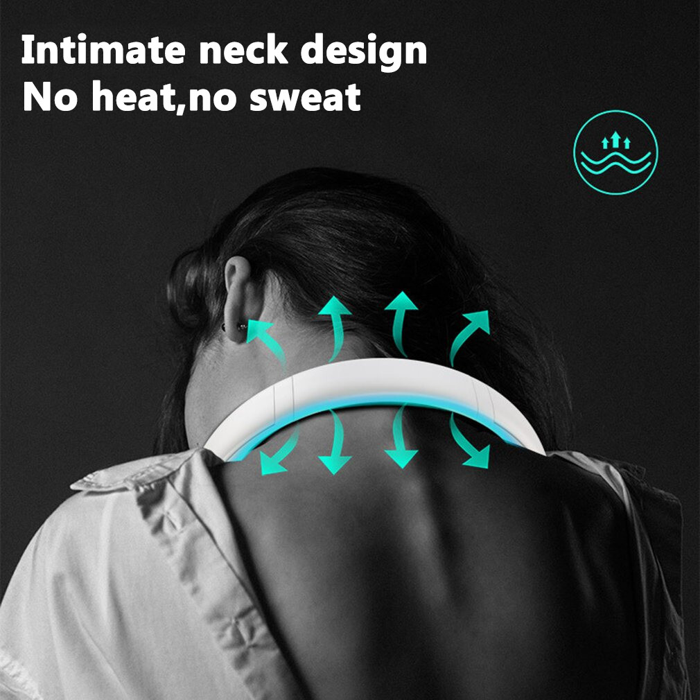 Portable USB Rechargeable Neckband Lazy Neck Hanging Dual Cooling Mini Fan USA