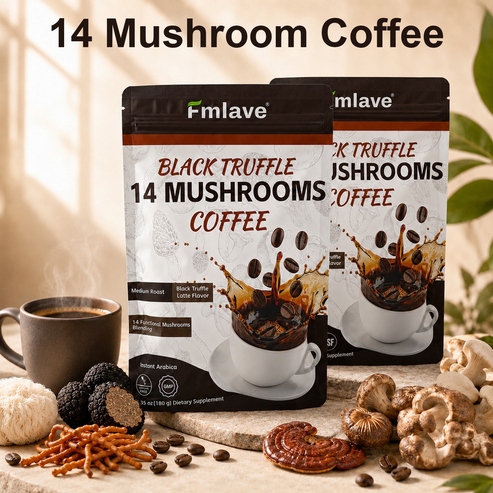 2pack 14-in-1 Organic Mushroom Coffee 100% Authentic US FREE SHIPPING 36 Serving