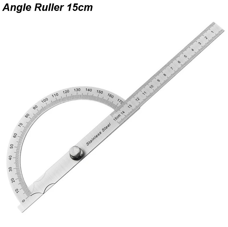 1pc Stainless Steel Angle Meter Protractor Ruler 180° Gauge Tool – NEW