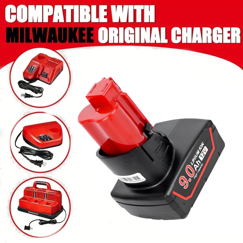 2Pack 9.0Ah Battery For Milwaukee for M12 LITHIUM Extended Capacity 48-11-2460
