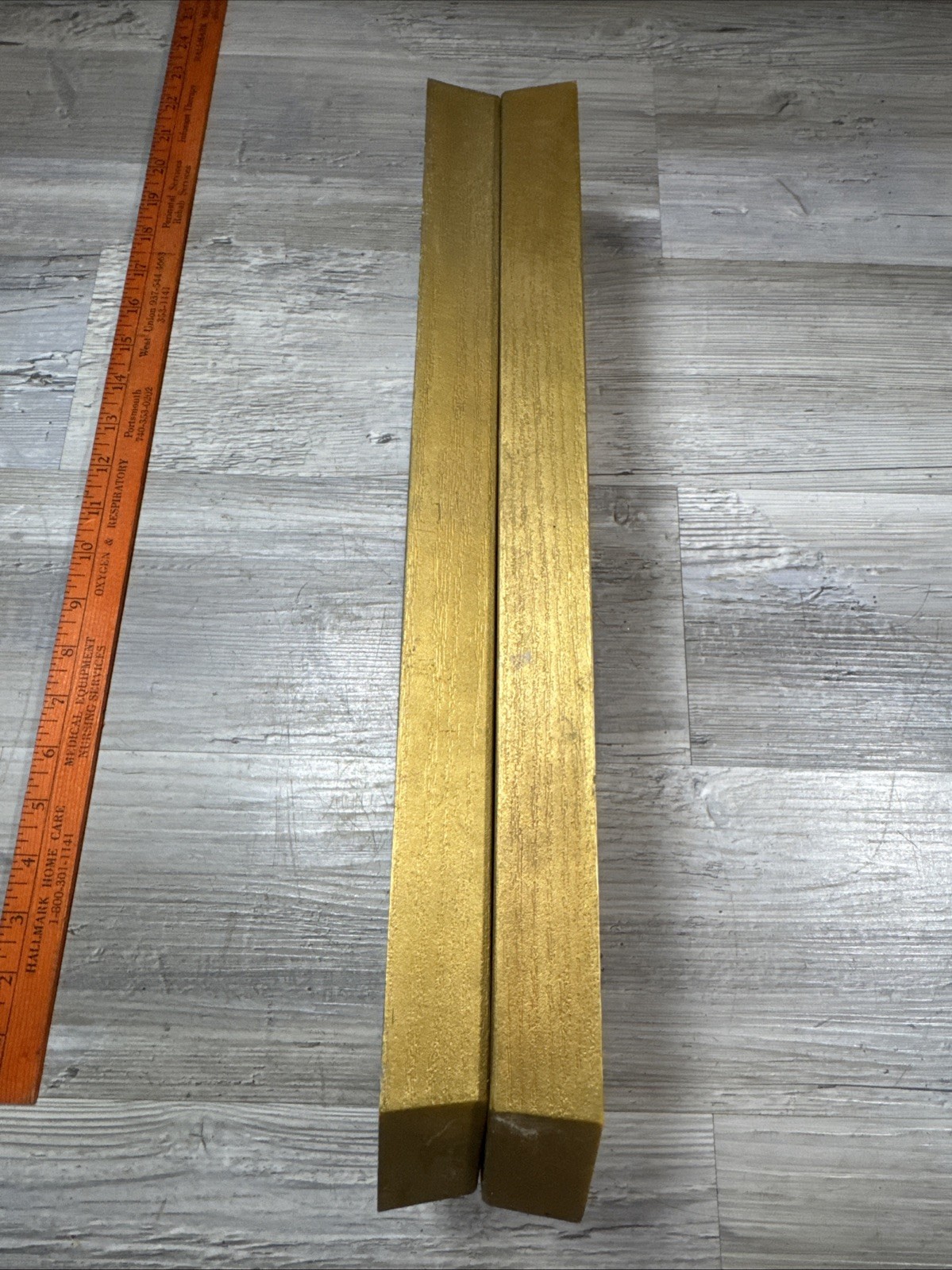 Pair Homco Octagon Mirror Gold Accent Plastic Hollywood Regency MCM 17.5 x 5.25