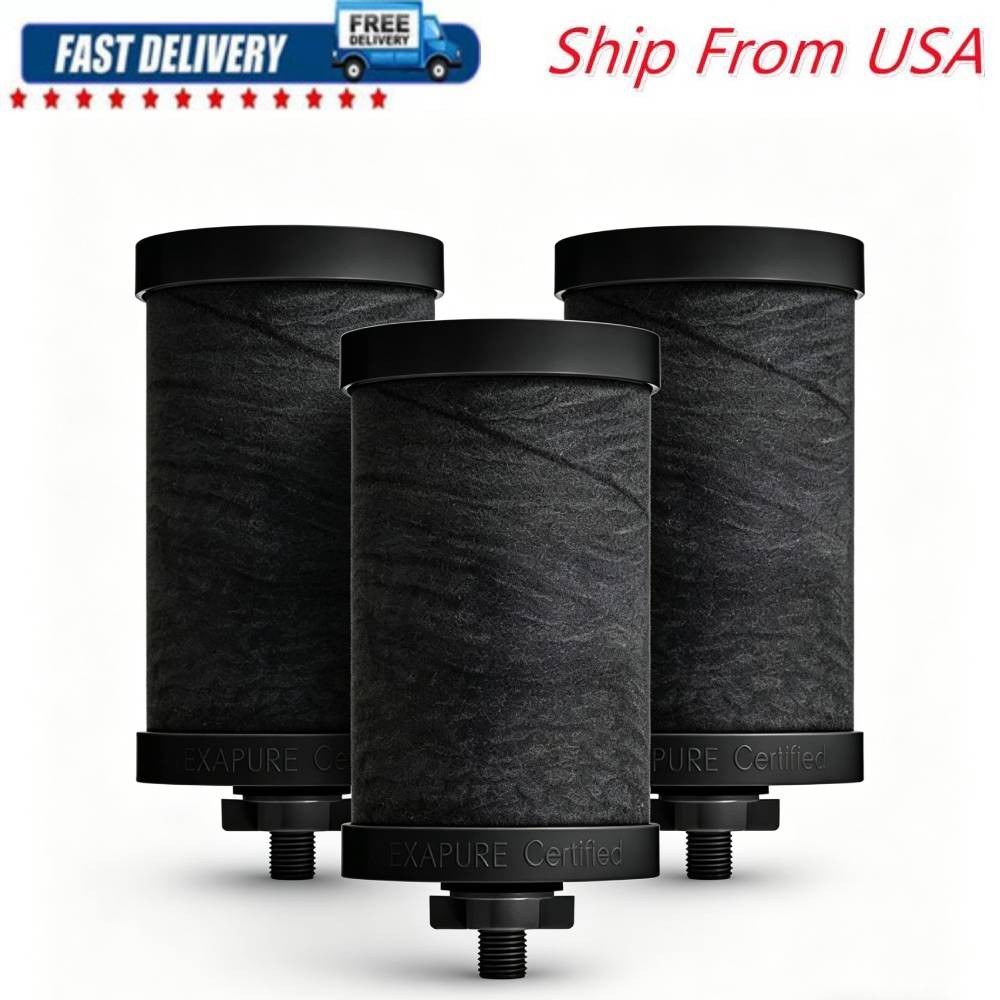 3 Pack Alexapure PRO 2387 Replacement Water Filter Black