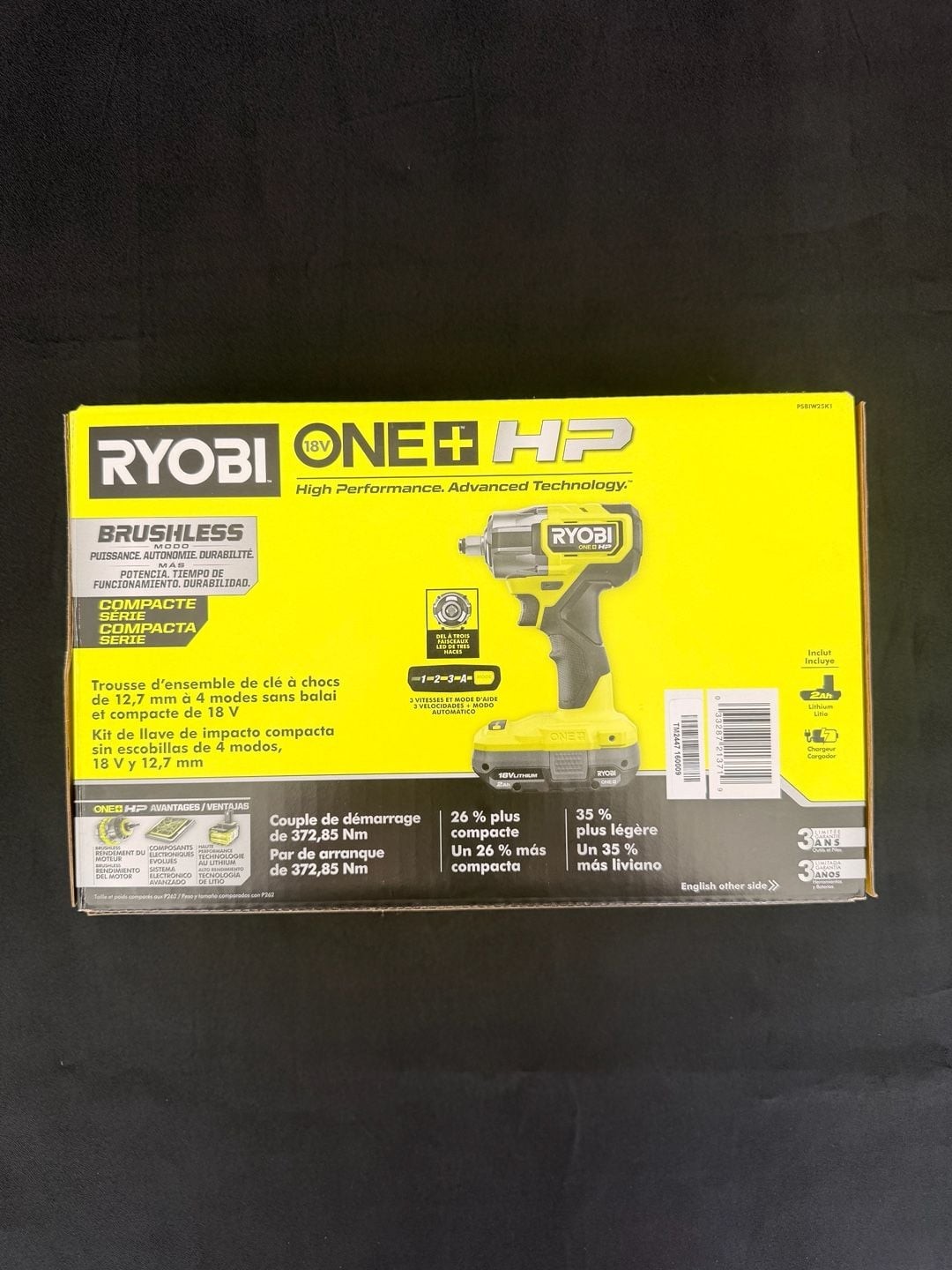 Ryobi ONE+ HP 18V Brushless 1/2″ Impact Wrench Kit with 2.0 Ah Battery & Charger