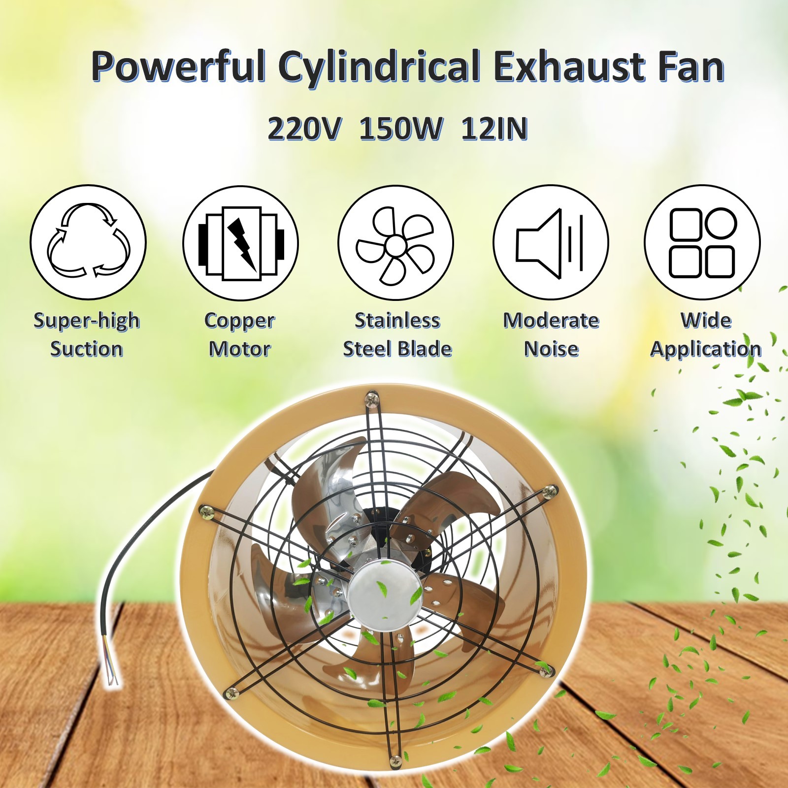 Explosion Proof Fan Utility Blower Fan 12In Axial Fan Extractor Exhaust Fan 220V