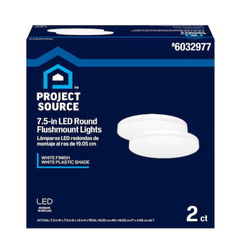 Project Source 2 Flush Mount LED 7.5″ Round LED Cool White Color Light New