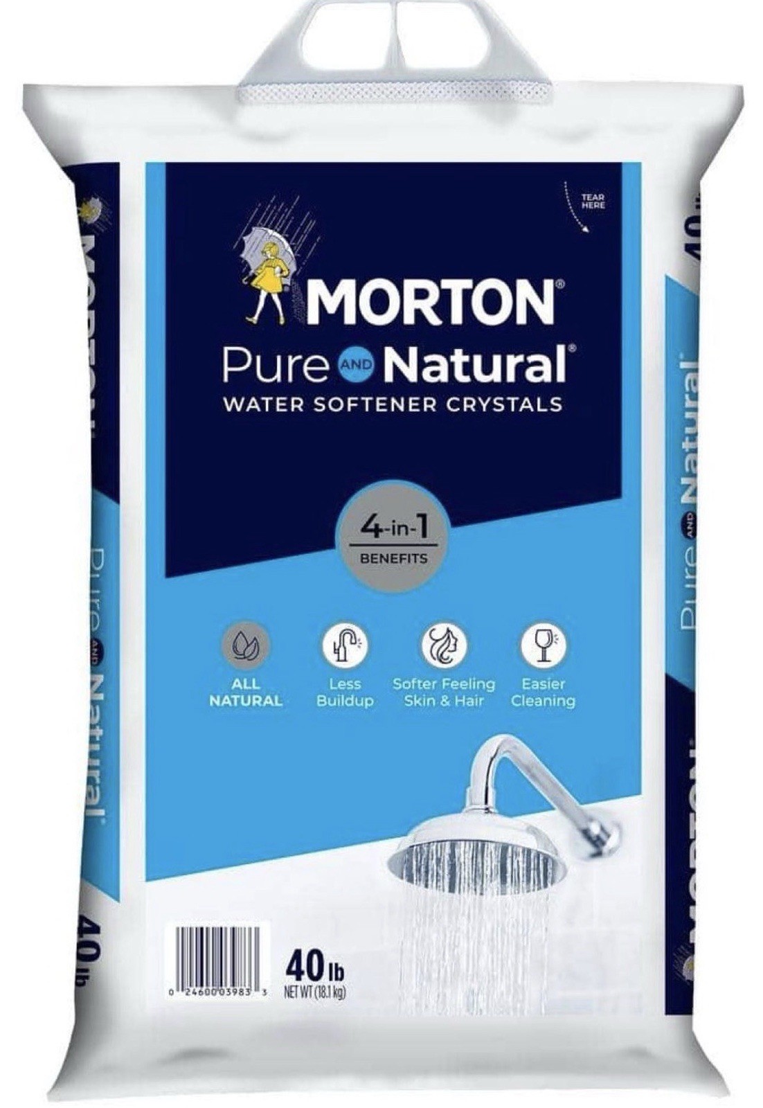 Morton Pure and Natural Water Softener Salt Crystals, 40 lb Free Shipping