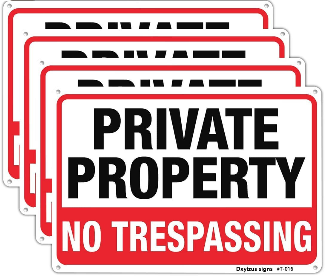 Large No Trespassing Signs Private Property Metal 10X14 Inch Rust Free Aluminum,