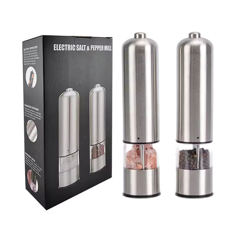 Electric Stainless Steel Pepper Grinder Adjustable Coarseness Salt & Spice Mill
