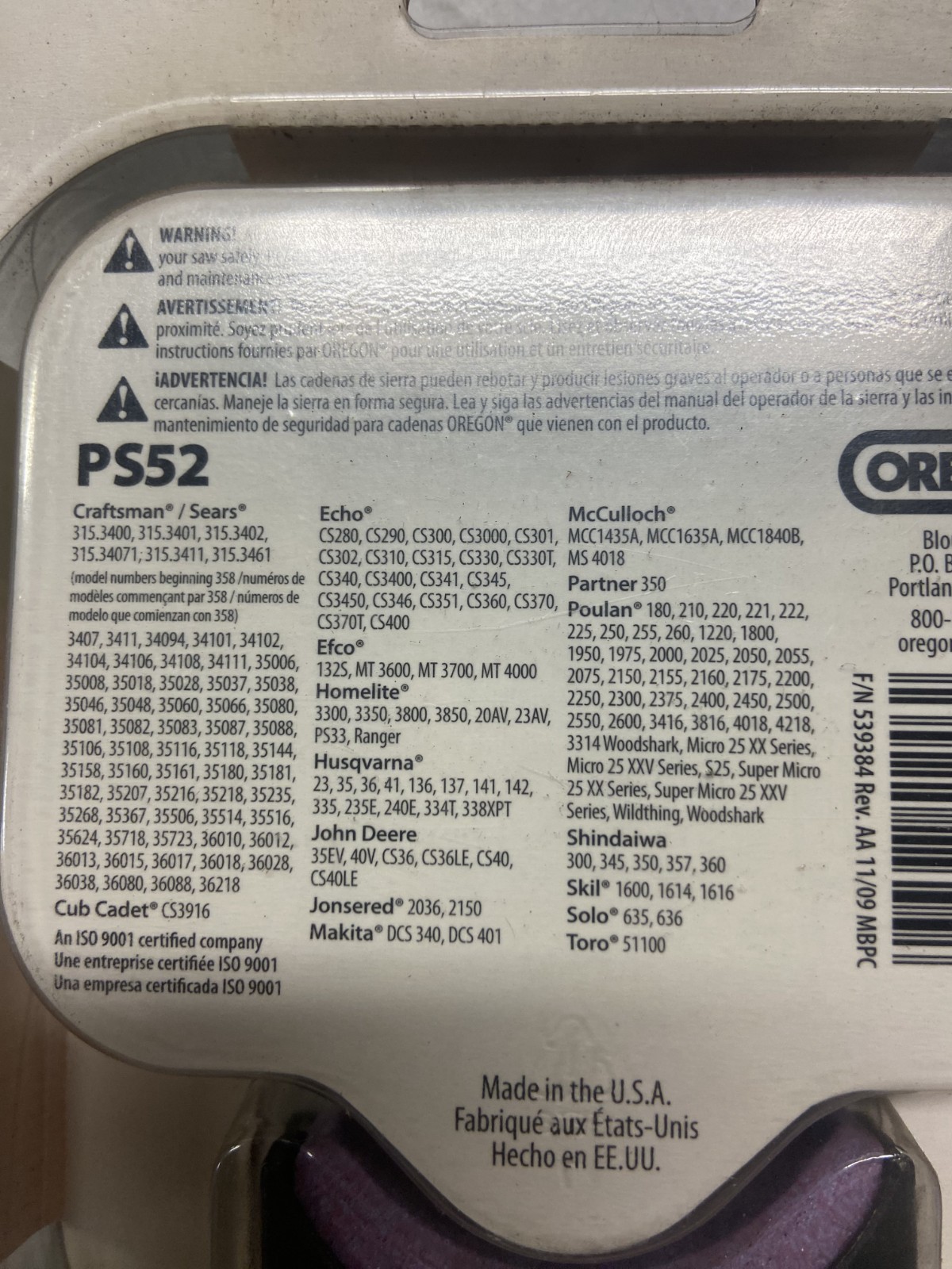 2 Oregon PS52 PowerSharp Saw Chains 14-Inch Craftsman Echo Homelite And Poulan