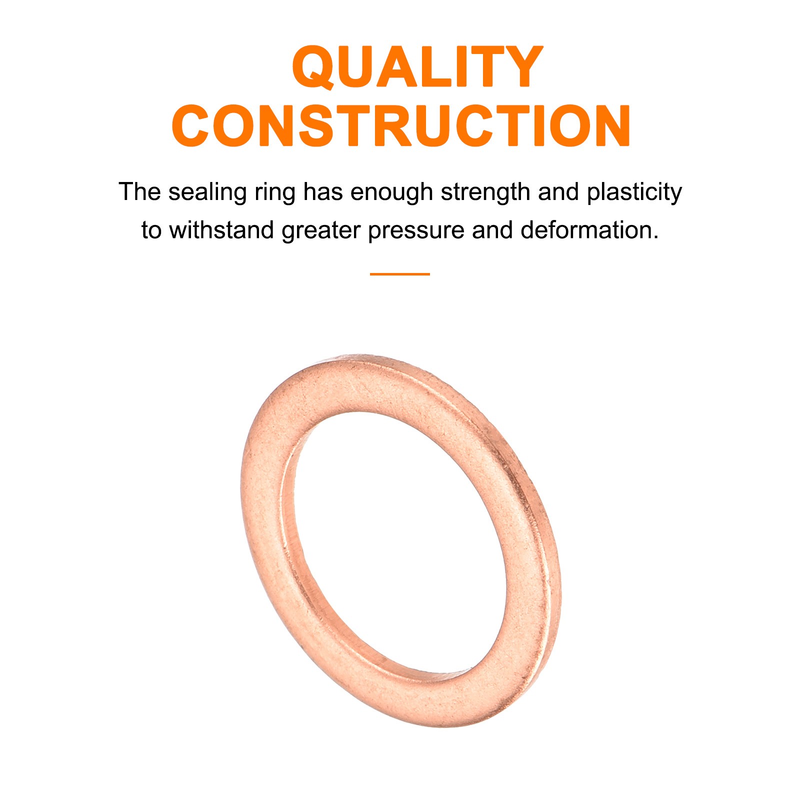 52 Pcs Flat Copper Washers 10x14x1mm Copper Flat Sealing Ring Washers