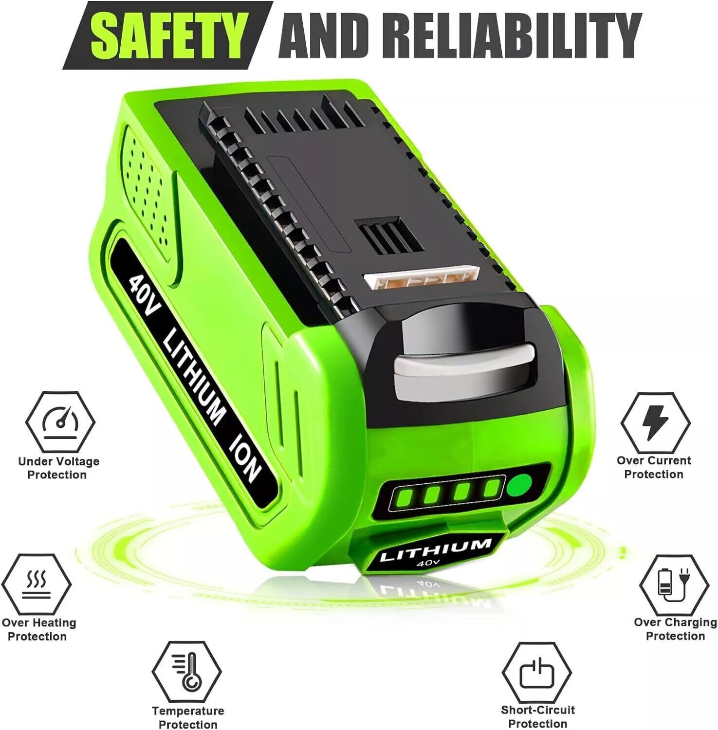 40V 5.0Ah For Greenworks G-MAX Lithium Battery 29472 29462 29252 20202 40 Volt