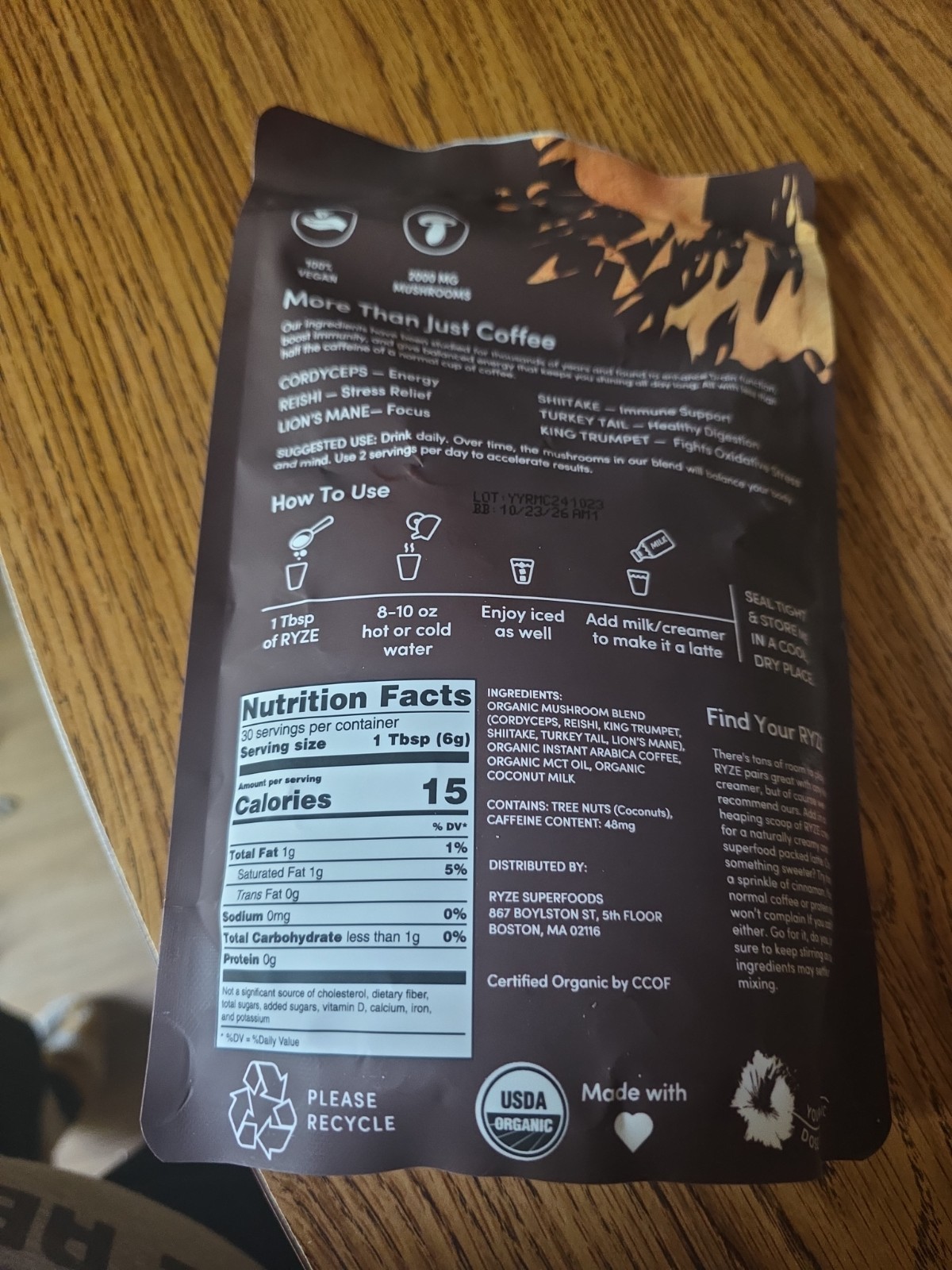 RYZE Mushroom Coffee Bright & Smooth Net Wt 6.3oz (180g) 30 Servings – Brand New