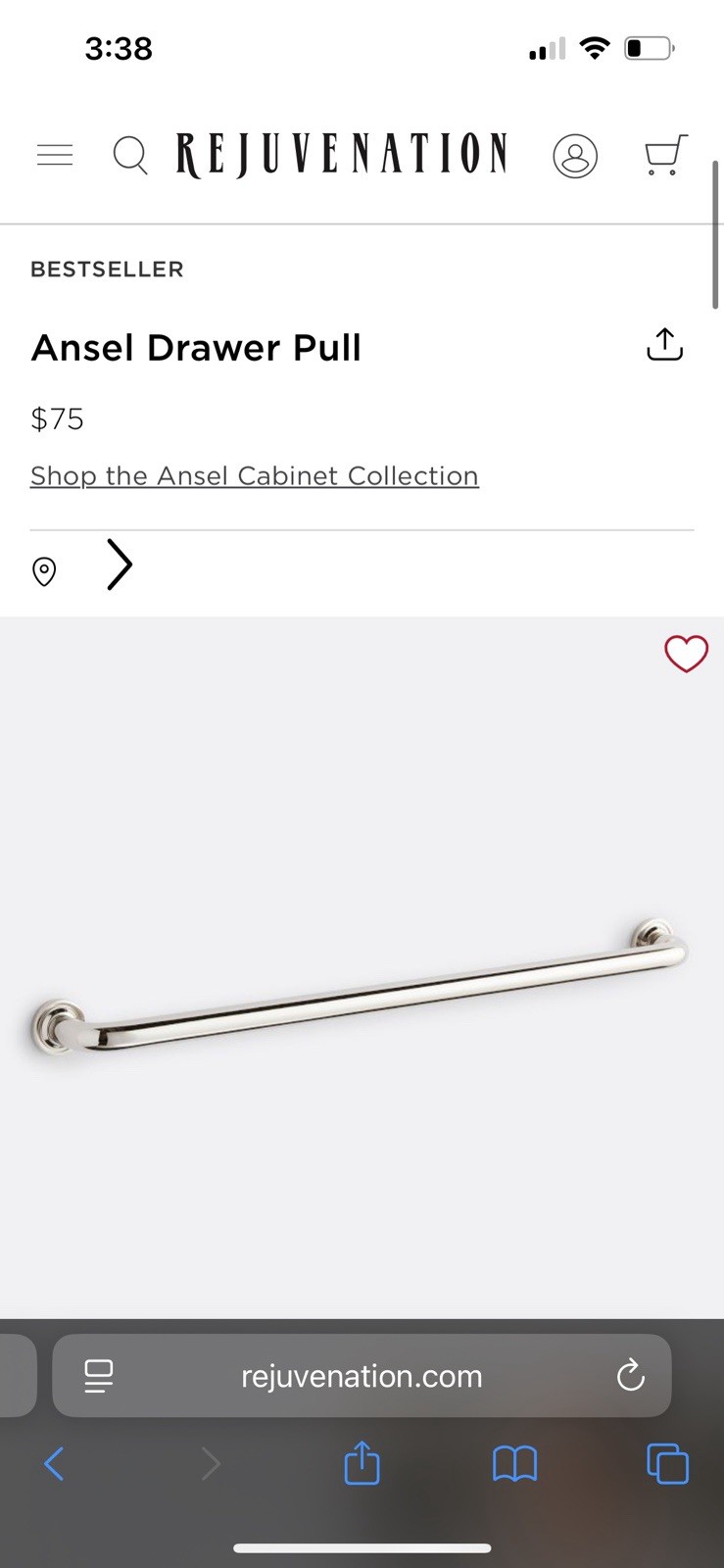 Rejuvenation Ansel Pull Polished Nickel 12”, Brand New With Screws