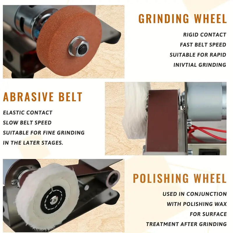 Mini Electric Belt Sander DIY Polishing Grinding Machine Cutter Edges Sharpener