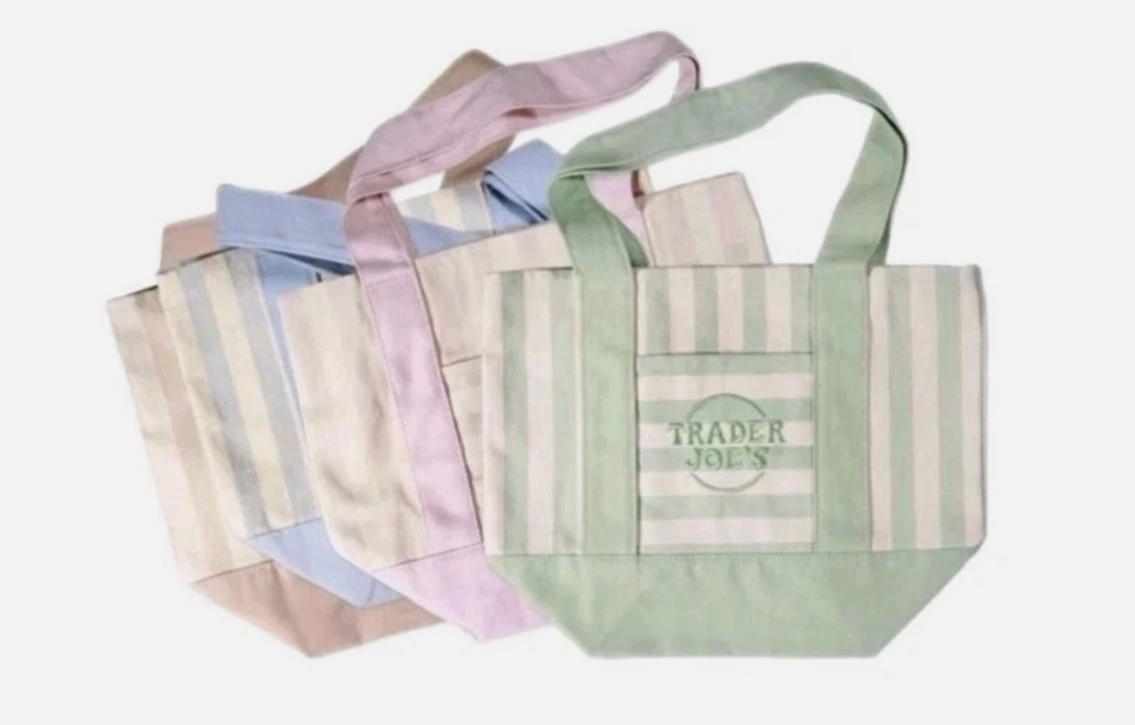 Trader Joe’s Mini Pastel Stripe Canvas Tote Bag Limited Edition Set Of 4