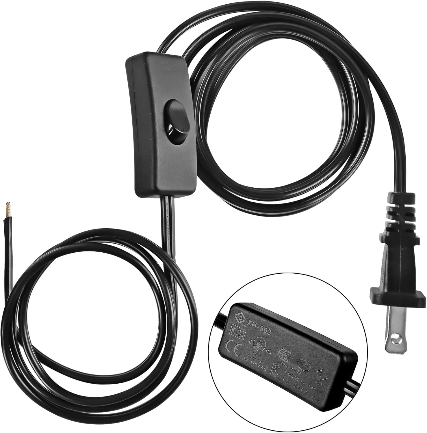 VSEER Lamp Power Cord with On/Off Switch 3A/120V, UL Certified Lamp Wire with Mo