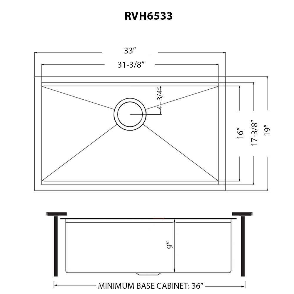 Ruvati 33″ Matte Gold Workstation Undermount Single Bowl Kitchen Sink- RVH6533GG