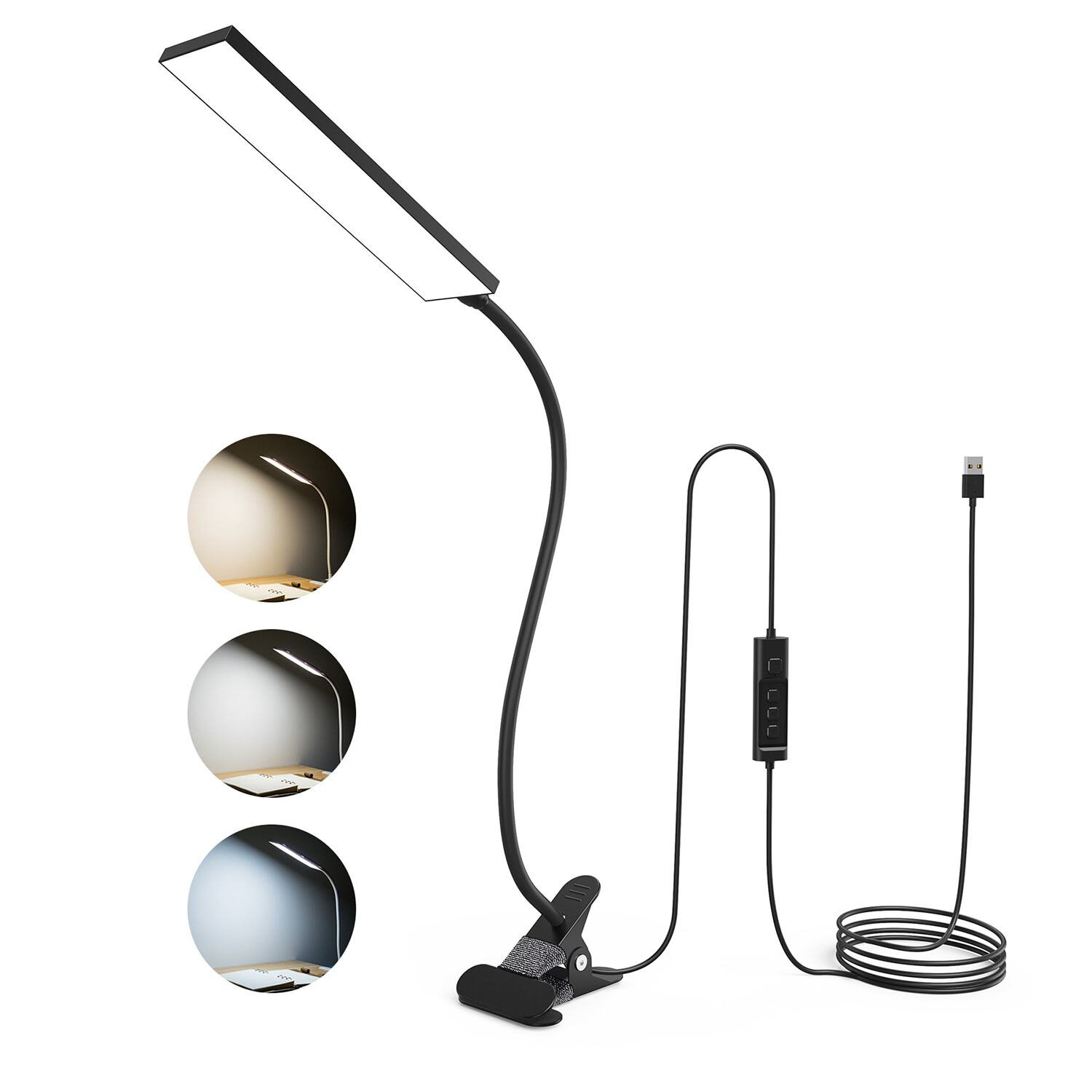 Adjustable LED Lamp Dimmable Clip-On Desk Lamp Flexible Reading Light Flexible