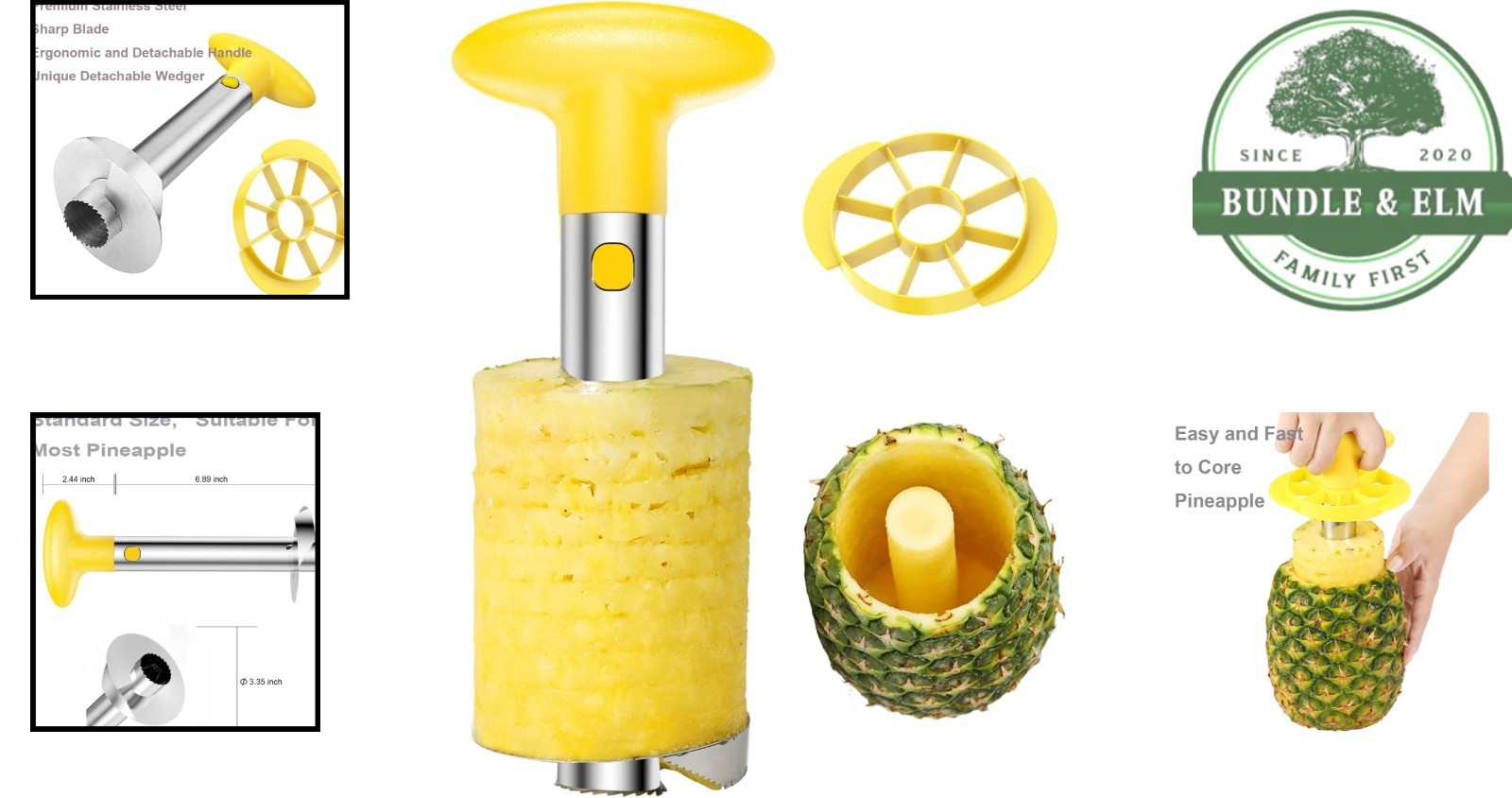 Fruit Slicing Tool for Pineapple with Non-Dishwasher Safe Stainless Steel Parts