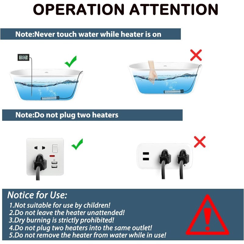 2000W 110V Water Heater Portable Electric Immersion Element Bucket Boiler Travel
