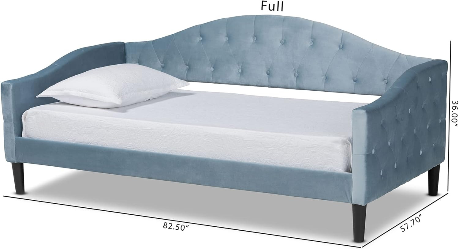 Light Blue Velvet Twin Daybed with Dark Brown Wood Finish