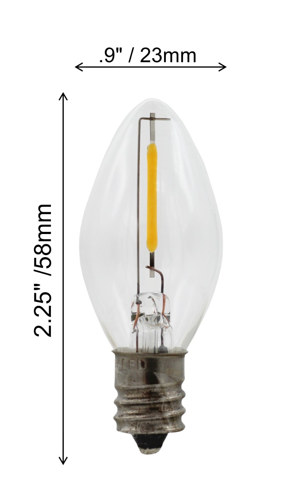 25 LED Replacement Light Bulbs for Night Lights C7 Base, 0.7w, 120v