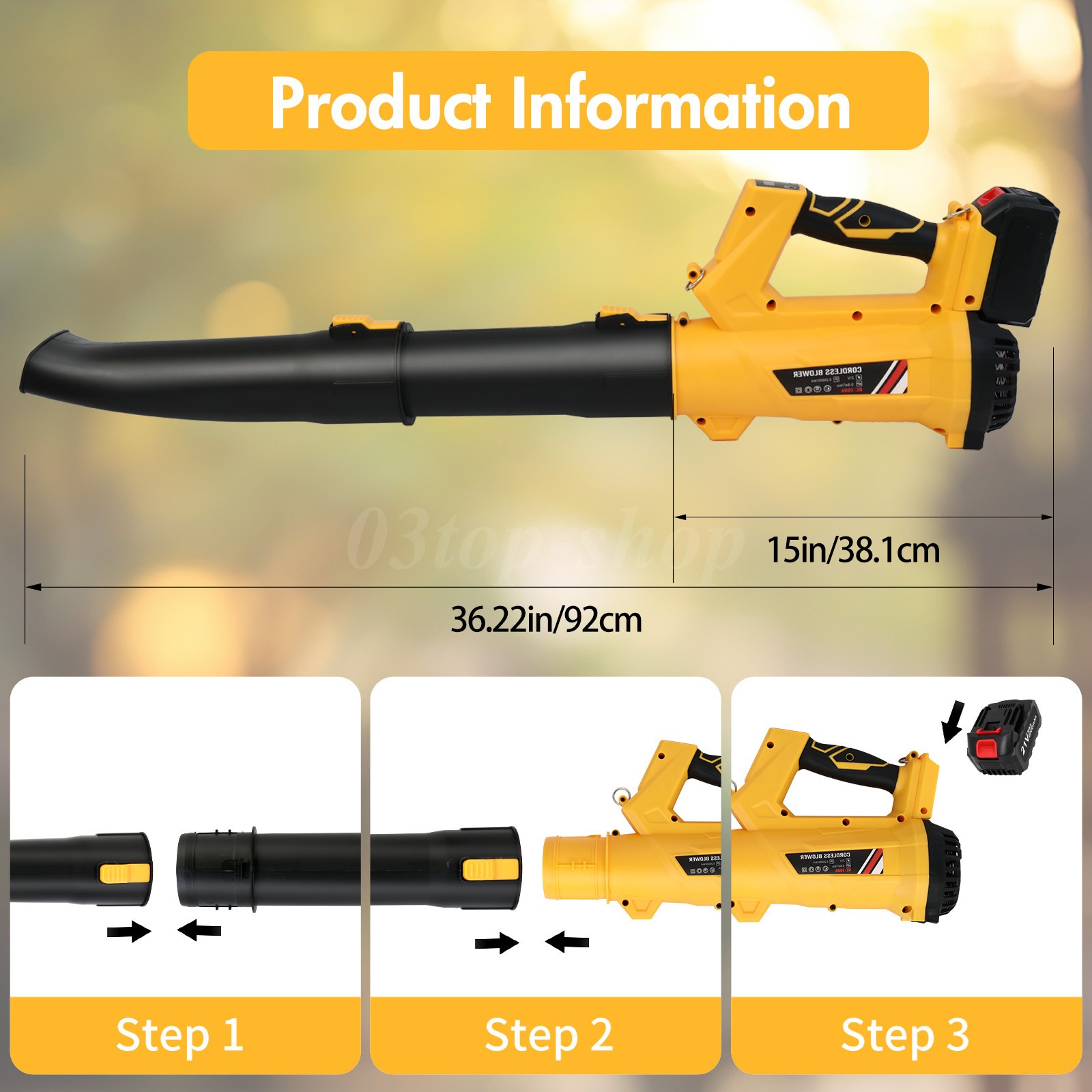 Cordless Leaf Blower with 6000mAh Battery and Charger 21V 170MPH 540CFM Electric